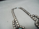 Museum Women's Vintage Native American Navajo Turquoise Sterling Silver Squash Blossom Necklace-Nativo Arts