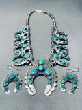 Naja Squash Bintage Native American Navajo Blossom Sterling Silver Turquoise Necklace-Nativo Arts