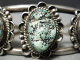Native American Amazing Vintage Green Lone Mountain Turquoise Sterling Silver Bracelet Old-Nativo Arts