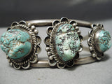 Native American Amazing Vintage Green Lone Mountain Turquoise Sterling Silver Bracelet Old-Nativo Arts