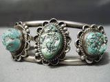 Native American Amazing Vintage Green Lone Mountain Turquoise Sterling Silver Bracelet Old-Nativo Arts