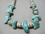 Native American Amazing Vintage Santo Domingo Royston Turquoise Sterling Silver Necklace Old-Nativo Arts