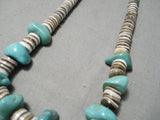 Native American Amazing Vintage Santo Domingo Royston Turquoise Sterling Silver Necklace Old-Nativo Arts