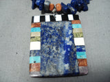 Native American Amazing Vintage Santo Domingo Turquoise Lapis Sterling Silver Inlay Necklace-Nativo Arts