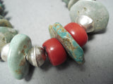 Native American Artistic Vintage Santo Domingo Vintage Green Turquoise Sterling Silver Necklace-Nativo Arts