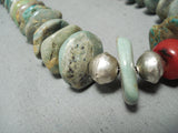 Native American Artistic Vintage Santo Domingo Vintage Green Turquoise Sterling Silver Necklace-Nativo Arts