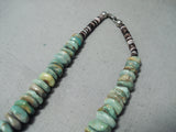 Native American Artistic Vintage Santo Domingo Vintage Green Turquoise Sterling Silver Necklace-Nativo Arts