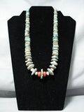 Native American Artistic Vintage Santo Domingo Vintage Green Turquoise Sterling Silver Necklace-Nativo Arts