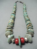 Native American Artistic Vintage Santo Domingo Vintage Green Turquoise Sterling Silver Necklace-Nativo Arts