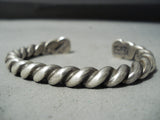 Native American Authentic Heavy Coiled Orville Tsinnie Sterling Silver Bracelet-Nativo Arts