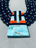 Native American Authentic Intricate Santo Domingo Turquoise Inlay Necklace-Nativo Arts