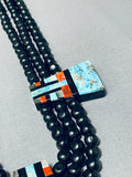 Native American Authentic Intricate Santo Domingo Turquoise Inlay Necklace-Nativo Arts