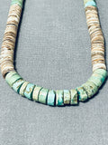 Native American Authentic Old Vintage Santo Domingo Turquoise Heishi Sterling Silver Necklace-Nativo Arts