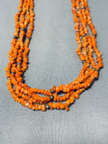 Native American Authentic Rare Santo Domingo Orange Coral Sterling Silver Necklace-Nativo Arts