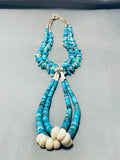 Native American Authentic Vintage Santo Domingo Gilber Turquoise Heishi Necklace Old-Nativo Arts