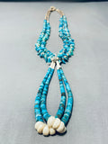 Native American Authentic Vintage Santo Domingo Gilber Turquoise Heishi Necklace Old-Nativo Arts