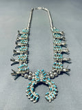 Native American Authentic Vintage Zuni Turquoise Sterling Silver Squash Blossom Necklace-Nativo Arts