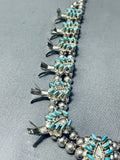 Native American Authentic Vintage Zuni Turquoise Sterling Silver Squash Blossom Necklace-Nativo Arts