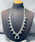 Native American Authentic Vintage Zuni Turquoise Sterling Silver Squash Blossom Necklace-Nativo Arts