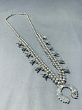 Native American Authentic Vintage Zuni Turquoise Sterling Silver Squash Blossom Necklace-Nativo Arts