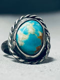 Native American Beautiful Earth Blue Turquoise Sterling Silver Ring Old-Nativo Arts