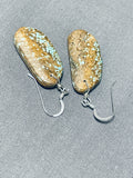 Native American Beautiful Santo Domingo #8 Turquoise Mine Sterling Silver Earrings-Nativo Arts