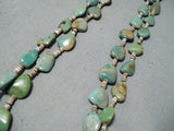 Native American Beautiful Santo Domingo Green Turquoise Heishi Steling Silver Necklace-Nativo Arts