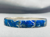 Native American Beautiful Vintage Southwest Sterling Silver Lapis Clasp Bracelet-Nativo Arts