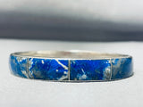 Native American Beautiful Vintage Southwest Sterling Silver Lapis Clasp Bracelet-Nativo Arts