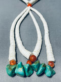 Native American Chunky Turquoise Longer Santo Domingo Coral Shell Heishi Necklace-Nativo Arts