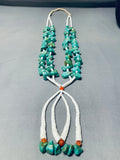 Native American Chunky Turquoise Longer Santo Domingo Coral Shell Heishi Necklace-Nativo Arts