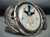 Native American Dancing Kachina Vintage Navajo Turquoise Sterling Silver Bracelet-Nativo Arts