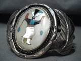 Native American Dancing Kachina Vintage Navajo Turquoise Sterling Silver Bracelet-Nativo Arts