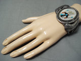 Native American Dancing Kachina Vintage Navajo Turquoise Sterling Silver Bracelet-Nativo Arts