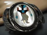 Native American Dancing Kachina Vintage Navajo Turquoise Sterling Silver Bracelet-Nativo Arts