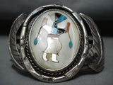 Native American Dancing Kachina Vintage Navajo Turquoise Sterling Silver Bracelet-Nativo Arts