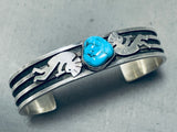 Native American Dancing Kokopelli Turquoise Sterling Silver Dancer Bracelet-Nativo Arts