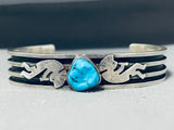 Native American Dancing Kokopelli Turquoise Sterling Silver Dancer Bracelet-Nativo Arts