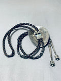 Native American David Garcia Vintage Santo Domingo Old Kingman Turquoise Sterling Silver Bolotie-Nativo Arts