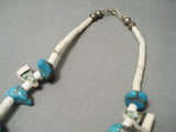 Native American Early 1900's Vintage Santo Domingo Turquoise Inlay Sterling Silver Necklace Old-Nativo Arts