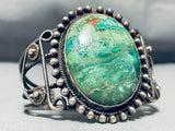 Native American Early Coil Work Important Green Stone Vintage Sterling Silver Bracelet-Nativo Arts