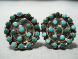 Native American Early Important Vintage Zuni Snake Eye Turquosie Sterling Silver Earrings-Nativo Arts