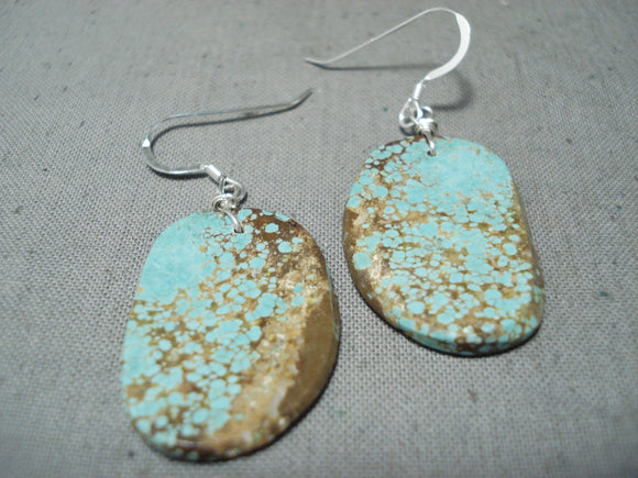 Native American Excellent Santo Domingo 8 Turquoise Sterling Silver Earrings-Nativo Arts