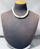Native American Exceptional Vintage Santo Domingo Shell & Turquoise Sterling Silver Necklace-Nativo Arts