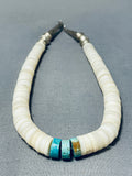 Native American Exceptional Vintage Santo Domingo Shell & Turquoise Sterling Silver Necklace-Nativo Arts