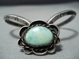 Native American Exquisite Vintage Green Turquoise Sterling Silver Bracelet Old-Nativo Arts