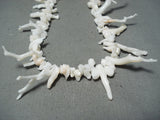 Native American Exquisite Vintage Santo Domingo White Coral Sterling Silver Necklace-Nativo Arts