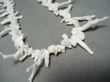 Native American Exquisite Vintage Santo Domingo White Coral Sterling Silver Necklace-Nativo Arts