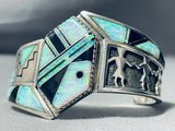 Native American Extremely Intricate Vintage Navajo Kachina Sterling Silver Bracelet-Nativo Arts