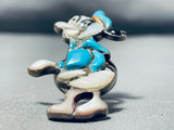 Native American Extremely Rare Old Vintage Navajo Donald Duck Turquoise Sterling Silver Ring-Nativo Arts